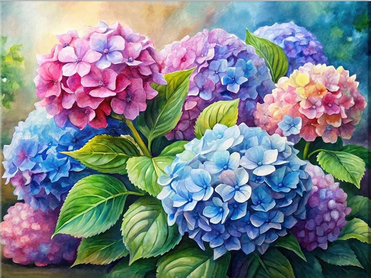 Hydrangea Diamond Painting Kit for Adults – 5D Full Drill DIY Diamond Art for Beginners, Crystal Craft for Home Wall Decor, 12” x 16”